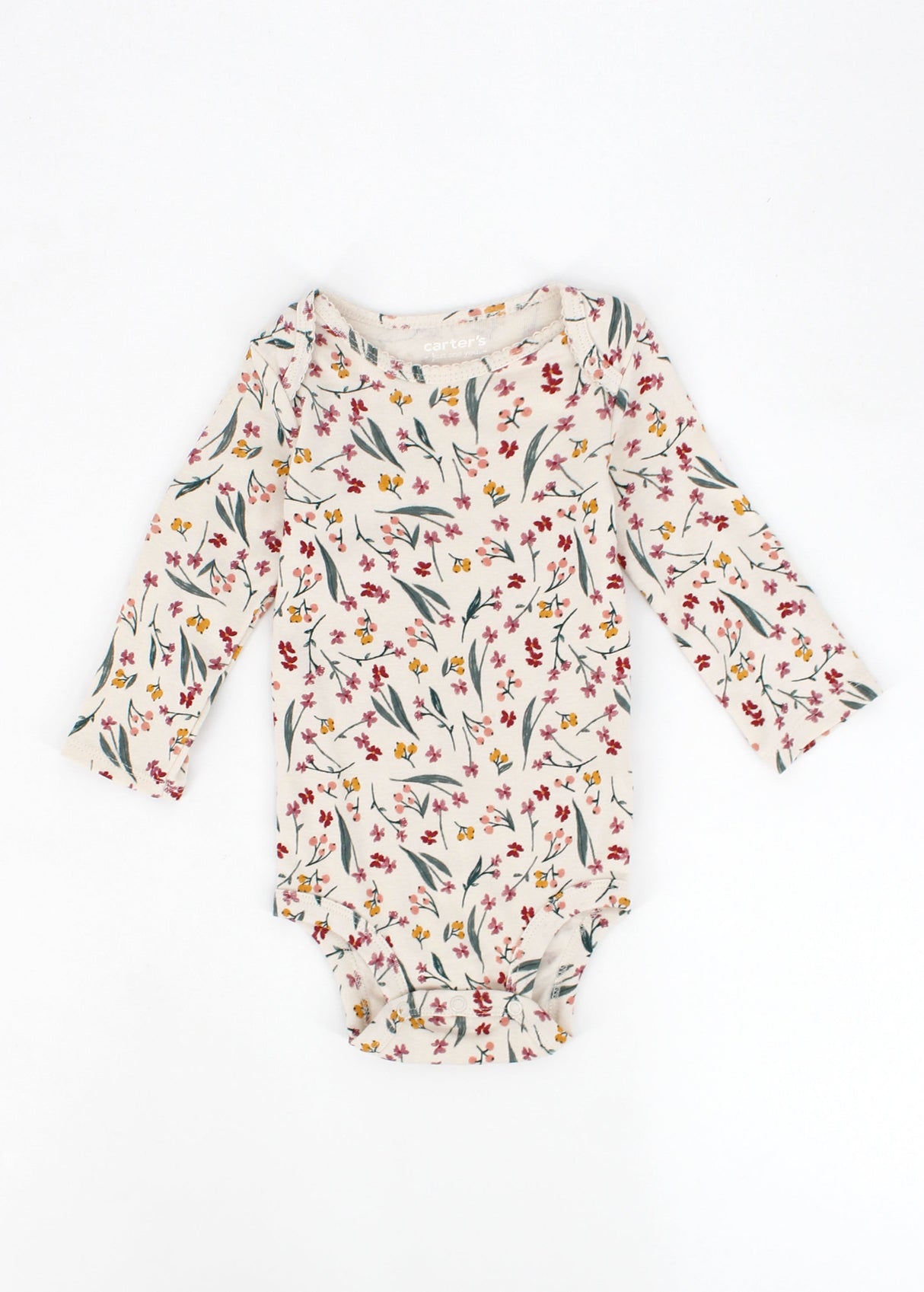 Kids Girl's Floral Printed Bodysuit,Light Beige