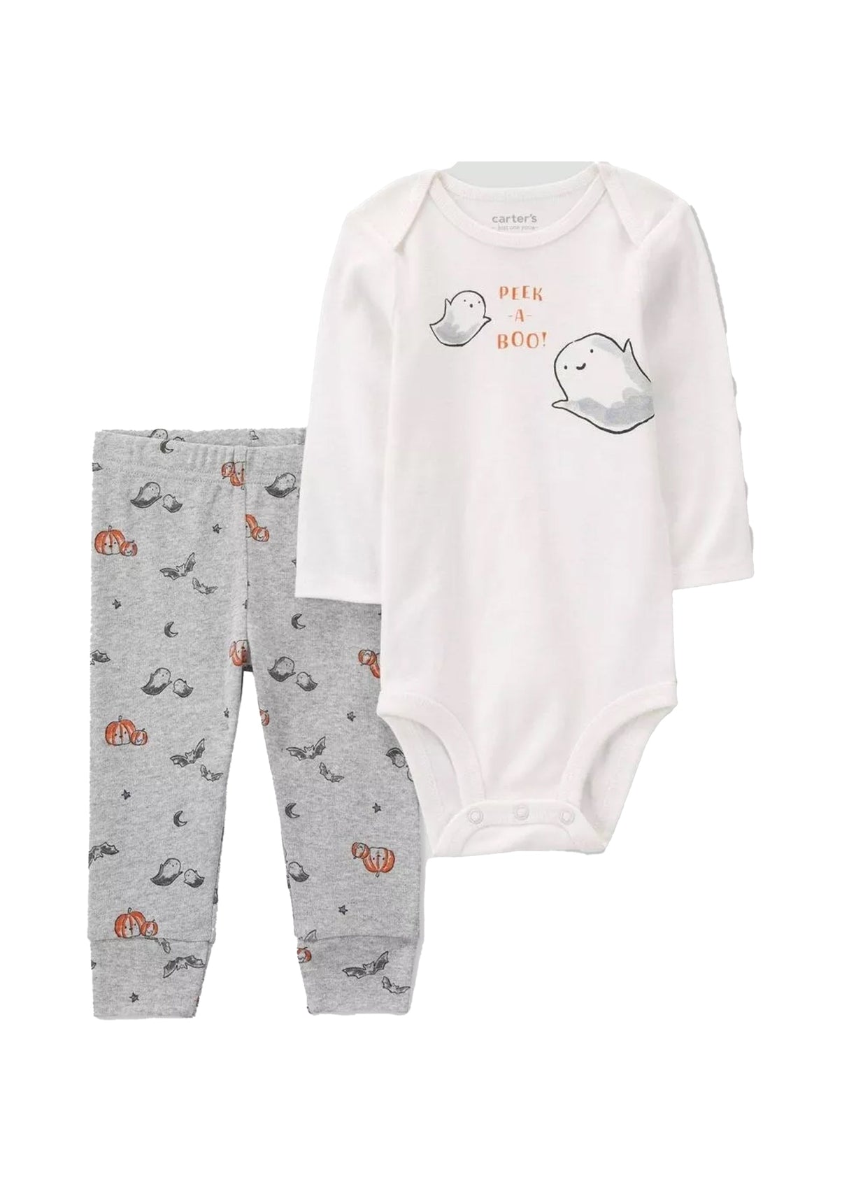 Kids Boy's Graphic Printed Bodysuit & Pants Sleepwear Set,White/Grey