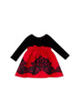 Image for Kids Girl's Embroidered Dress,Black/Red