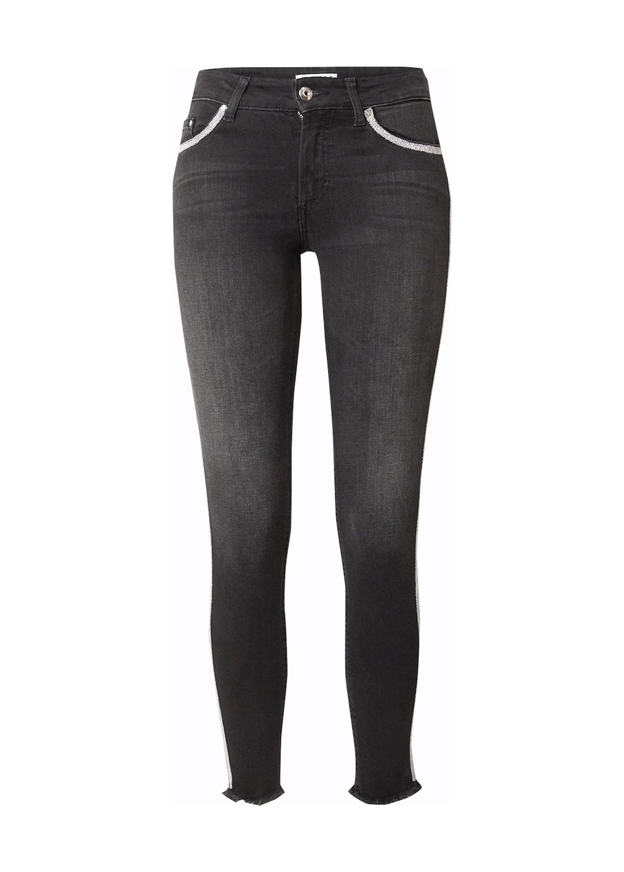 Women's Embellished Sides Jeans,Black