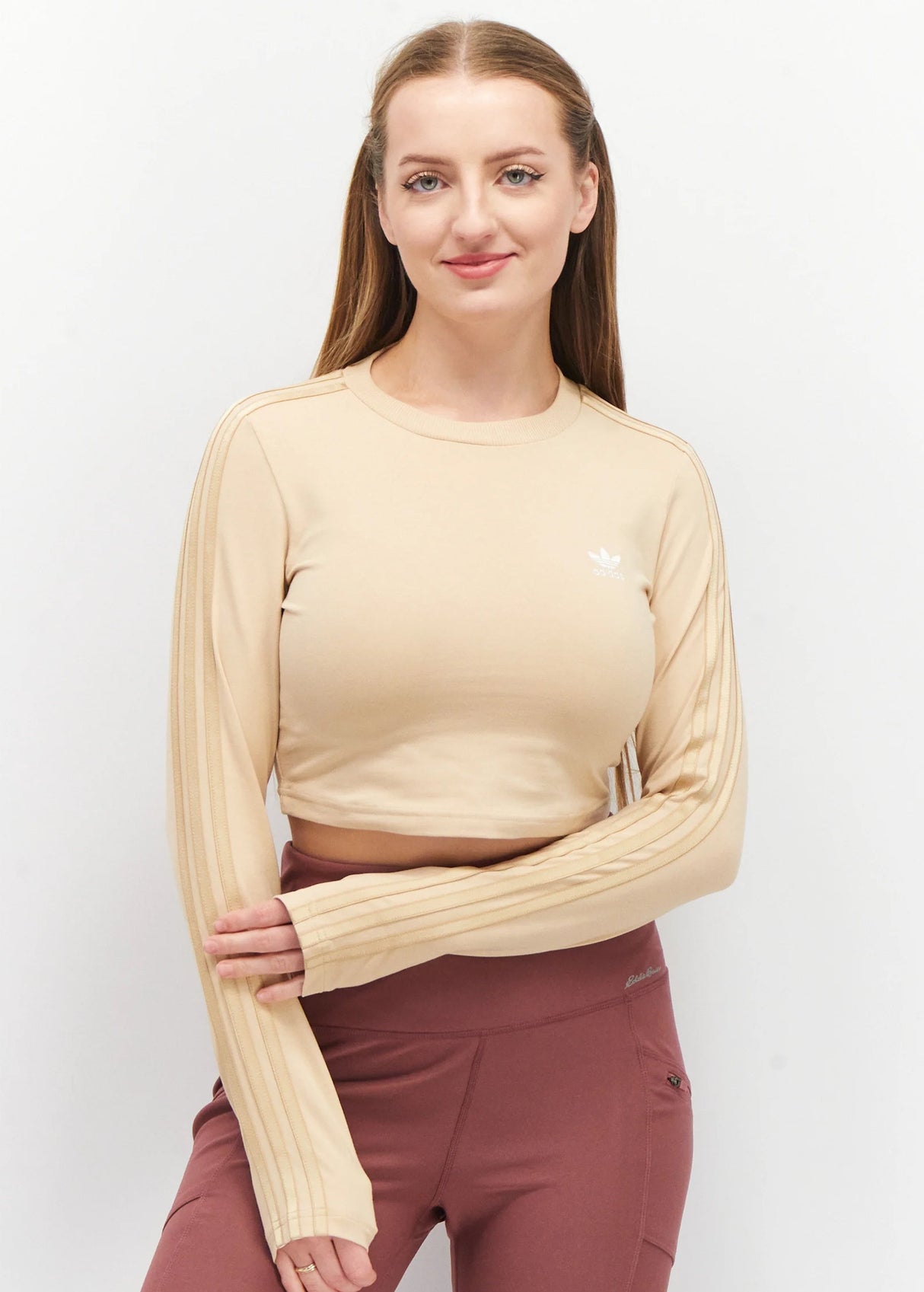 Women's Sports Cropped Top,Beige