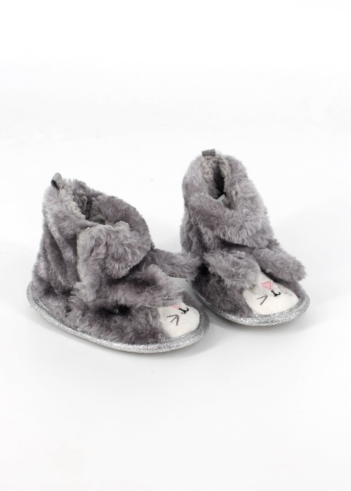 Kids Girl's Faux Fur Slippers,Grey