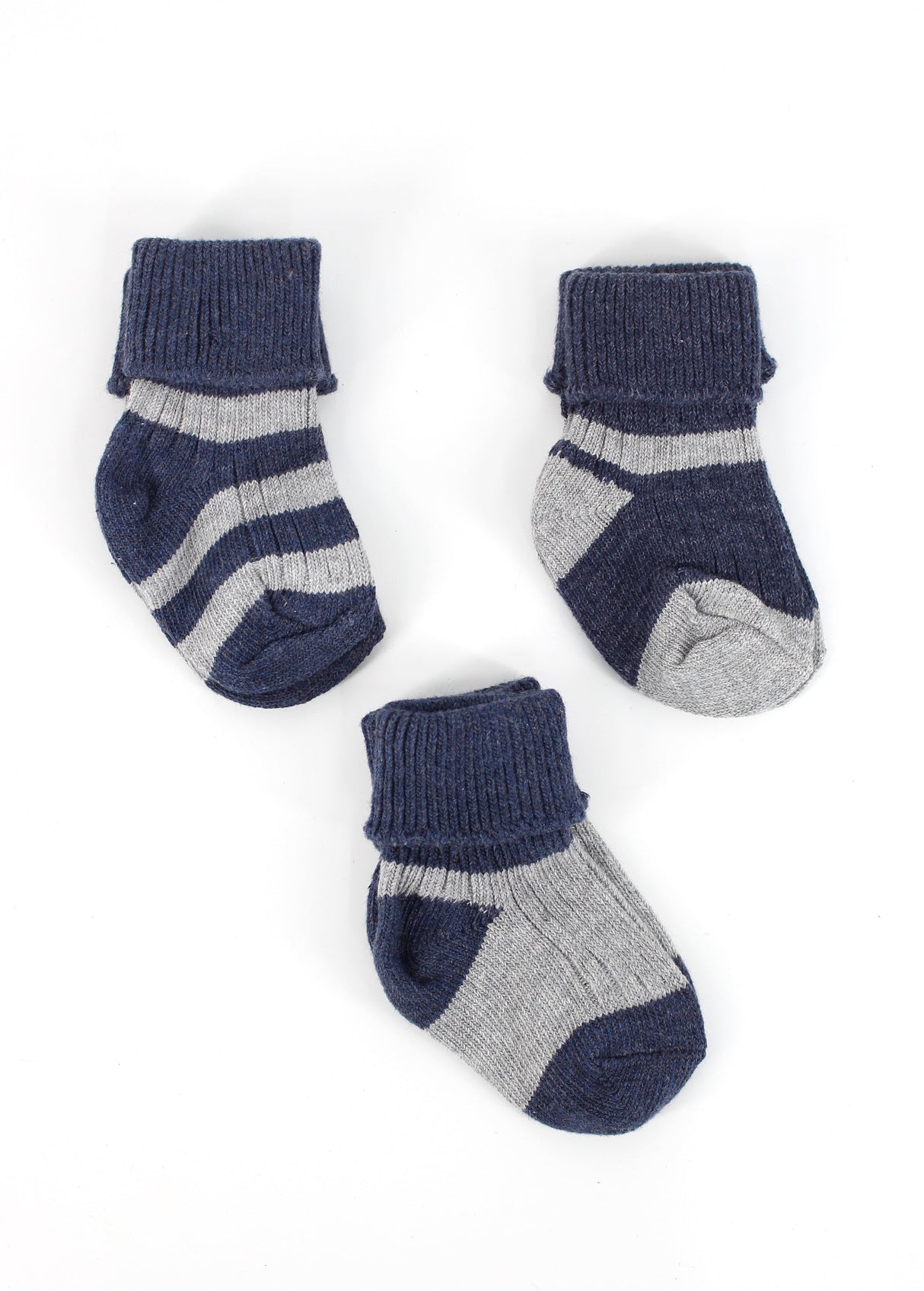 Kids Boy's 3 Pairs Colorblocked Socks,Navy/Grey
