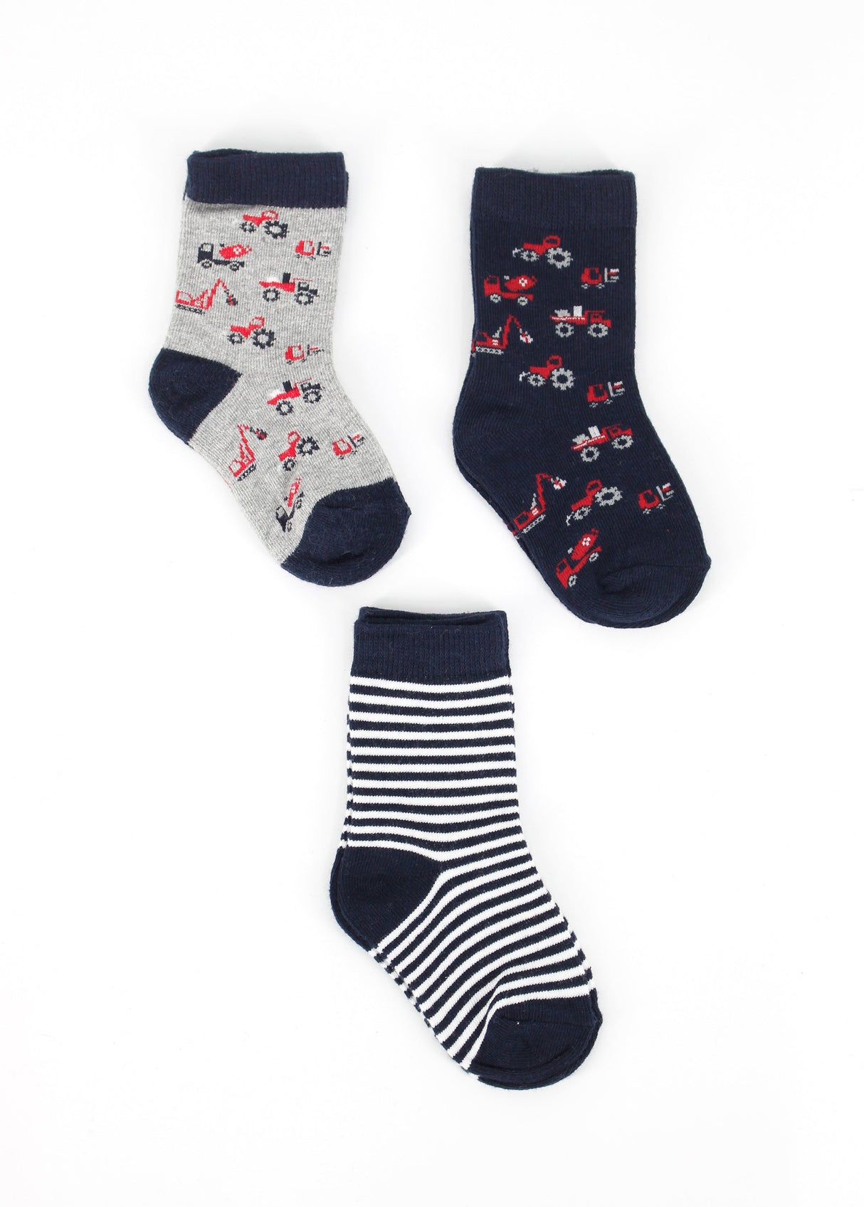 Kids Boy's 3 Pairs Printed Striped Socks,Multi