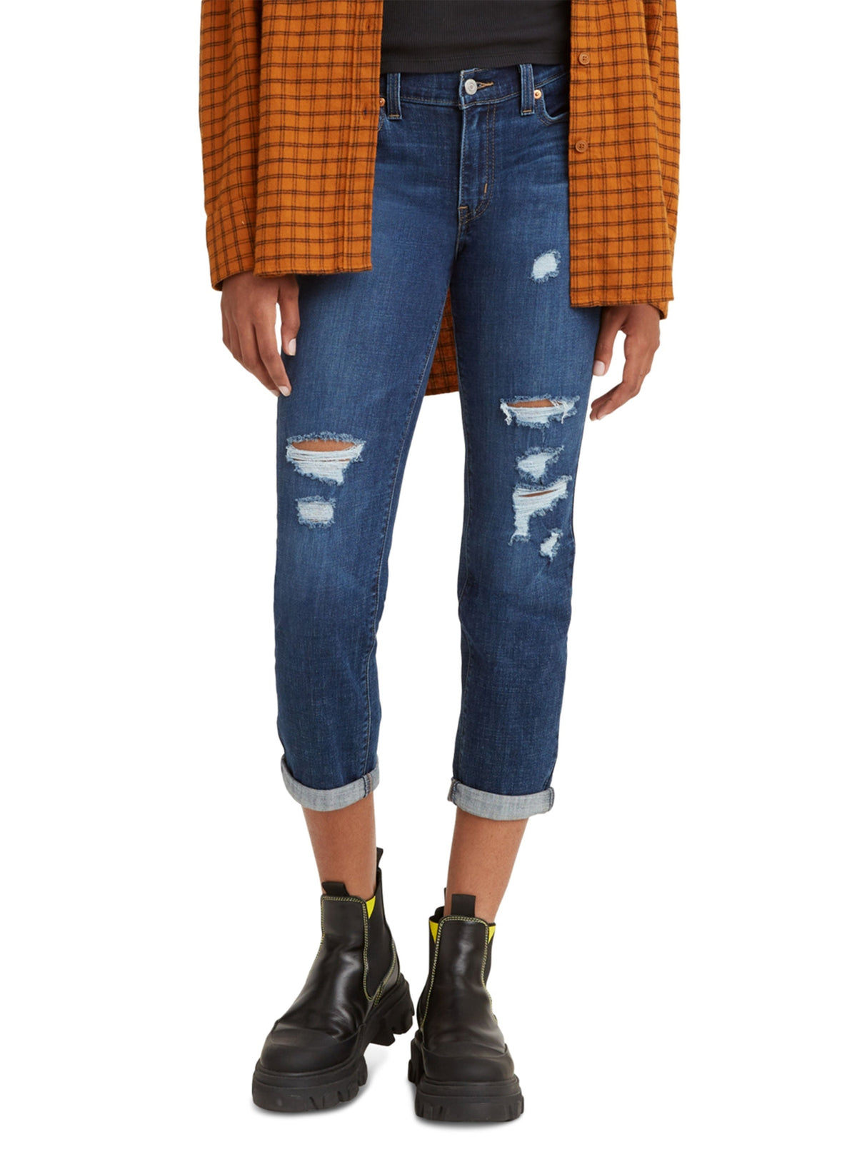 Women's Ripped Washed Boyfriend Jeans,Blue