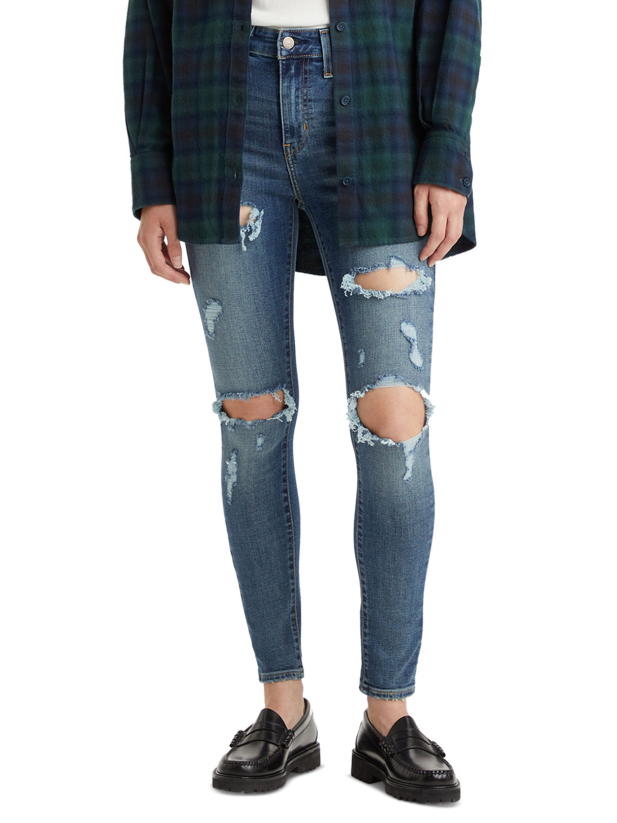 Women's Ripped Washed Jeans,Blue