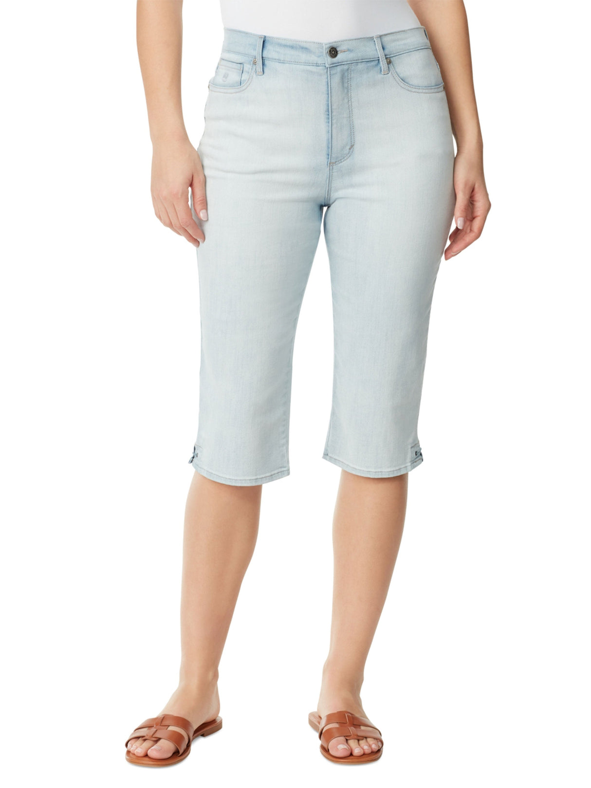 Women's Washed Capri Jeans,Light Blue
