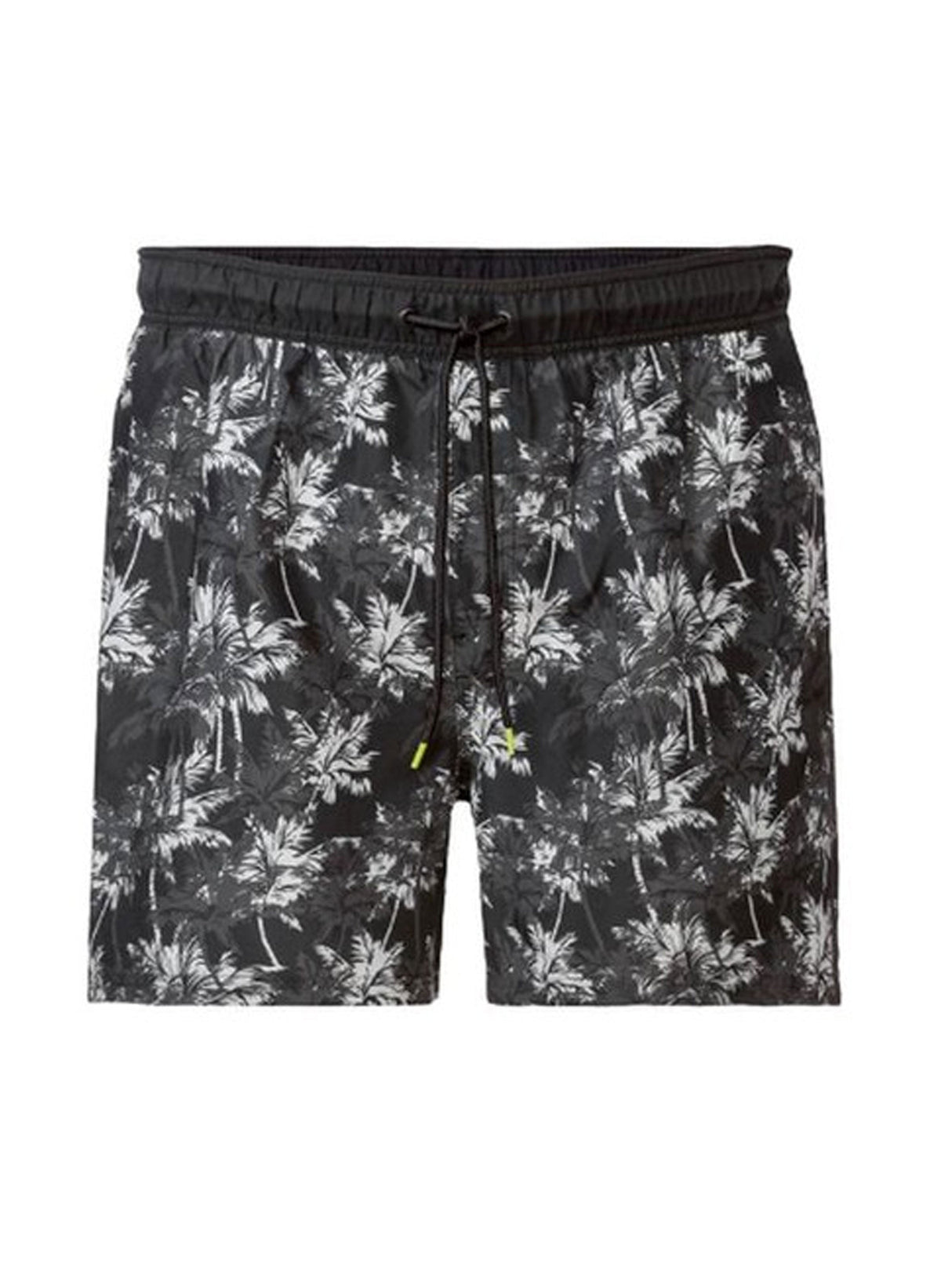 Men's Palm Printed Swim Trunks,Black