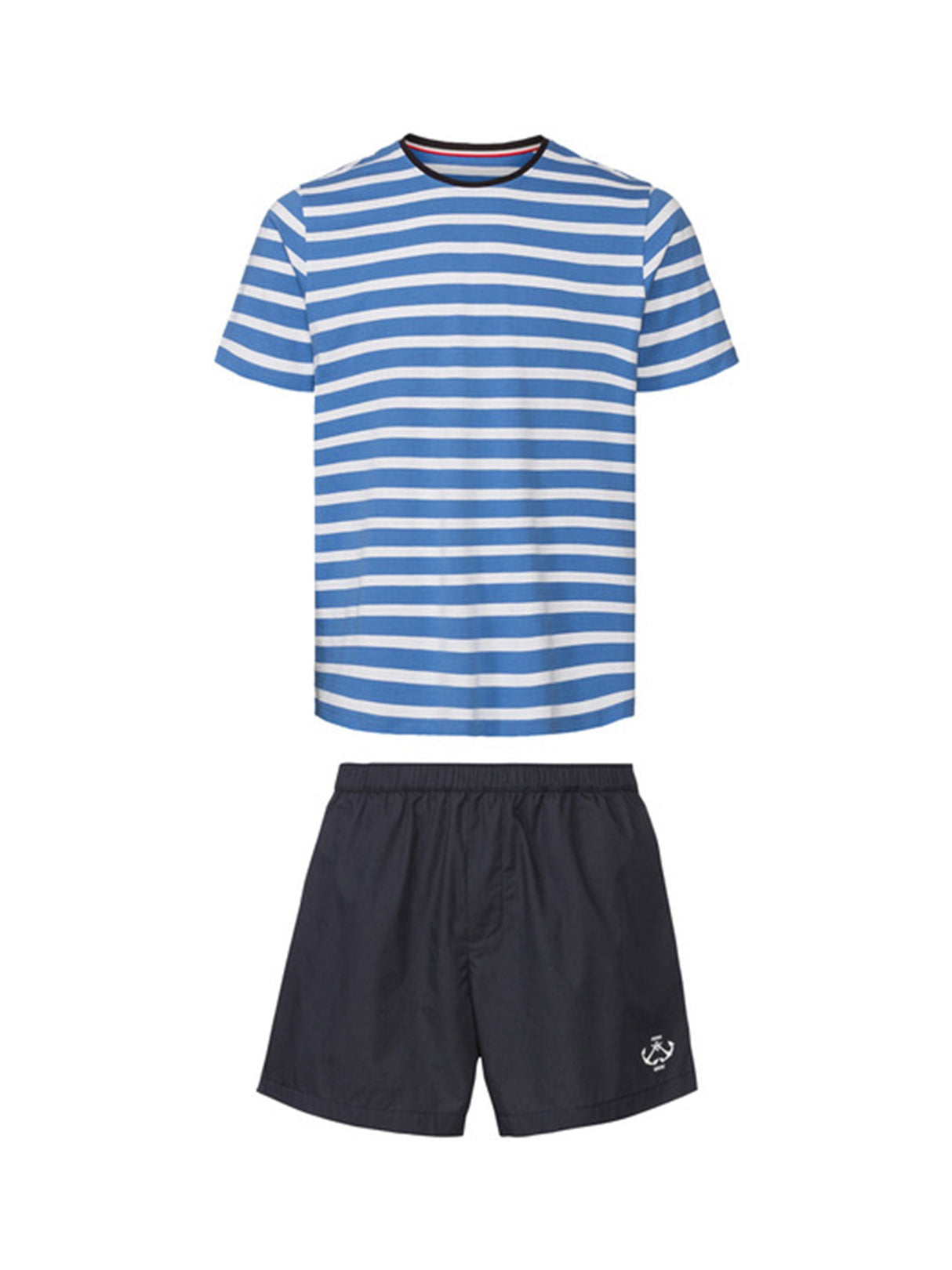 Men's 2 Pcs Striped Pyjamas Set,Blue/Navy