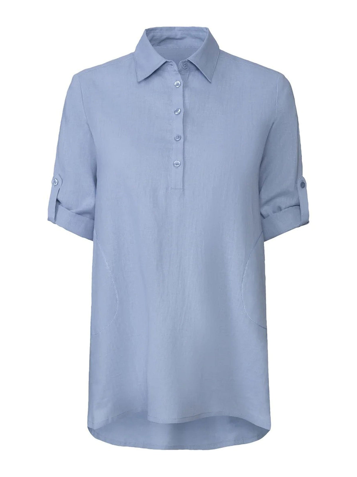 Women's Plain Linen Dress,Blue