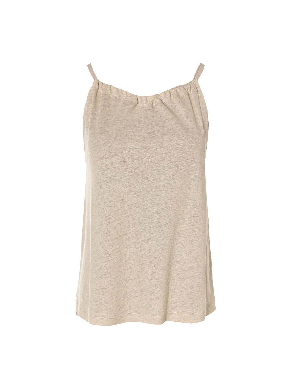 Women's Plain Linen Top,Light Beige