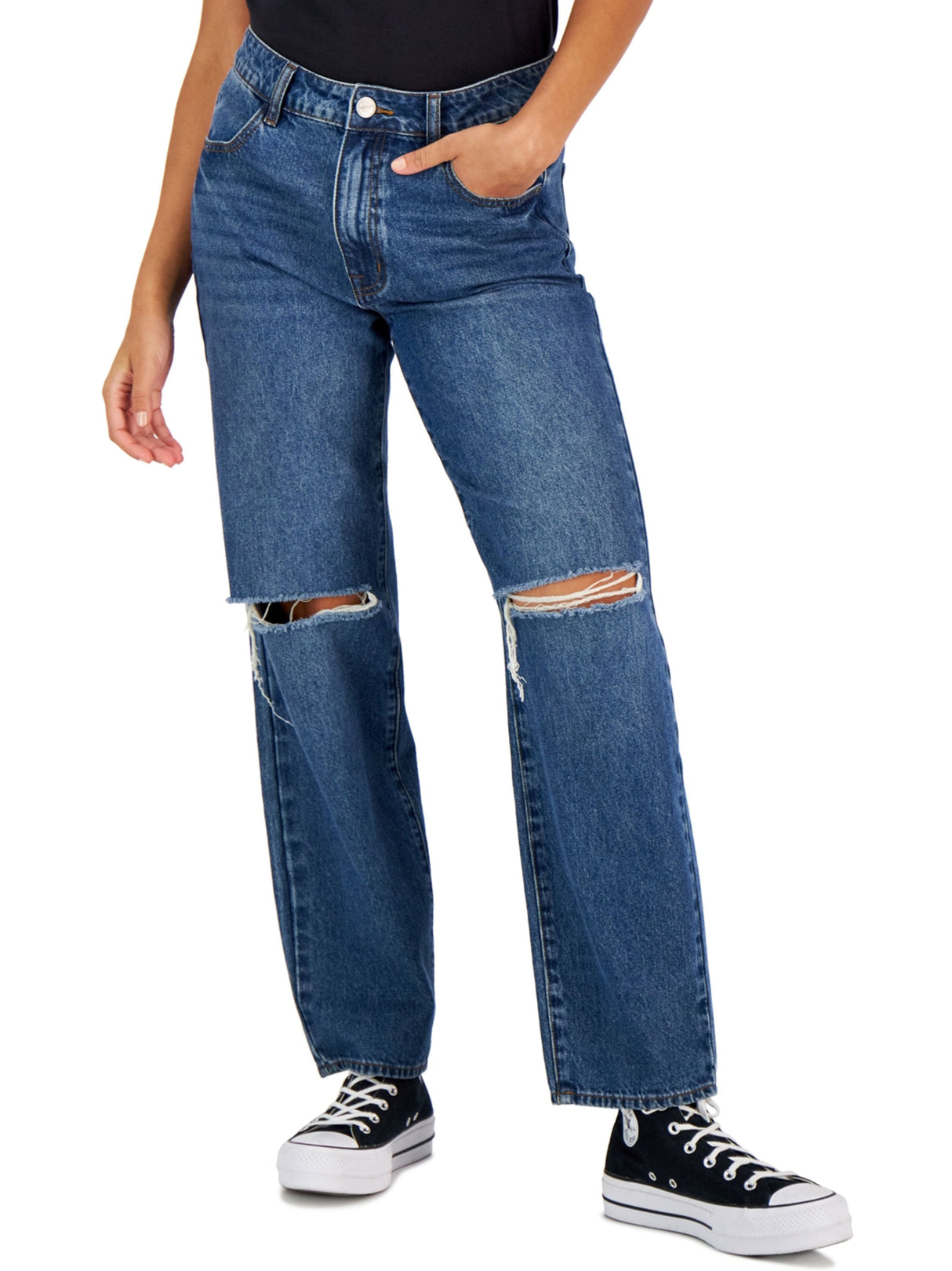 Women's Ripped Washed Jeans,Blue