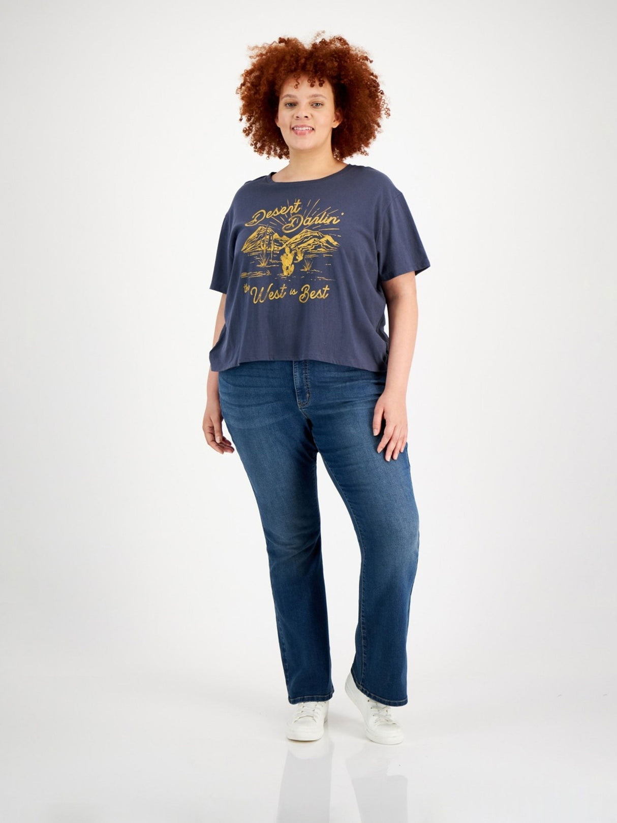 Women's Graphic Printed T-Shirt,Navy