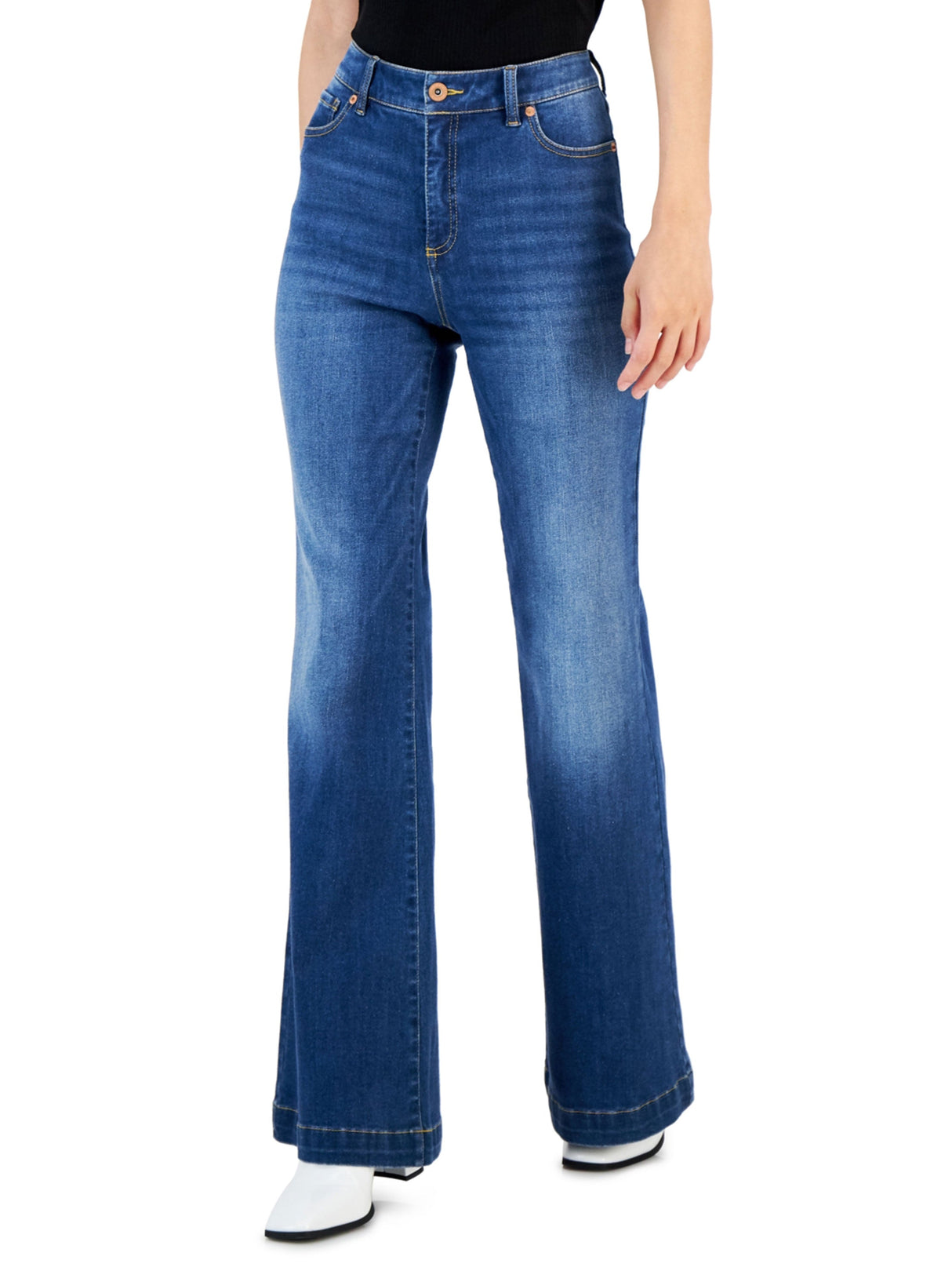 Women's Washed Flare Jeans,Blue