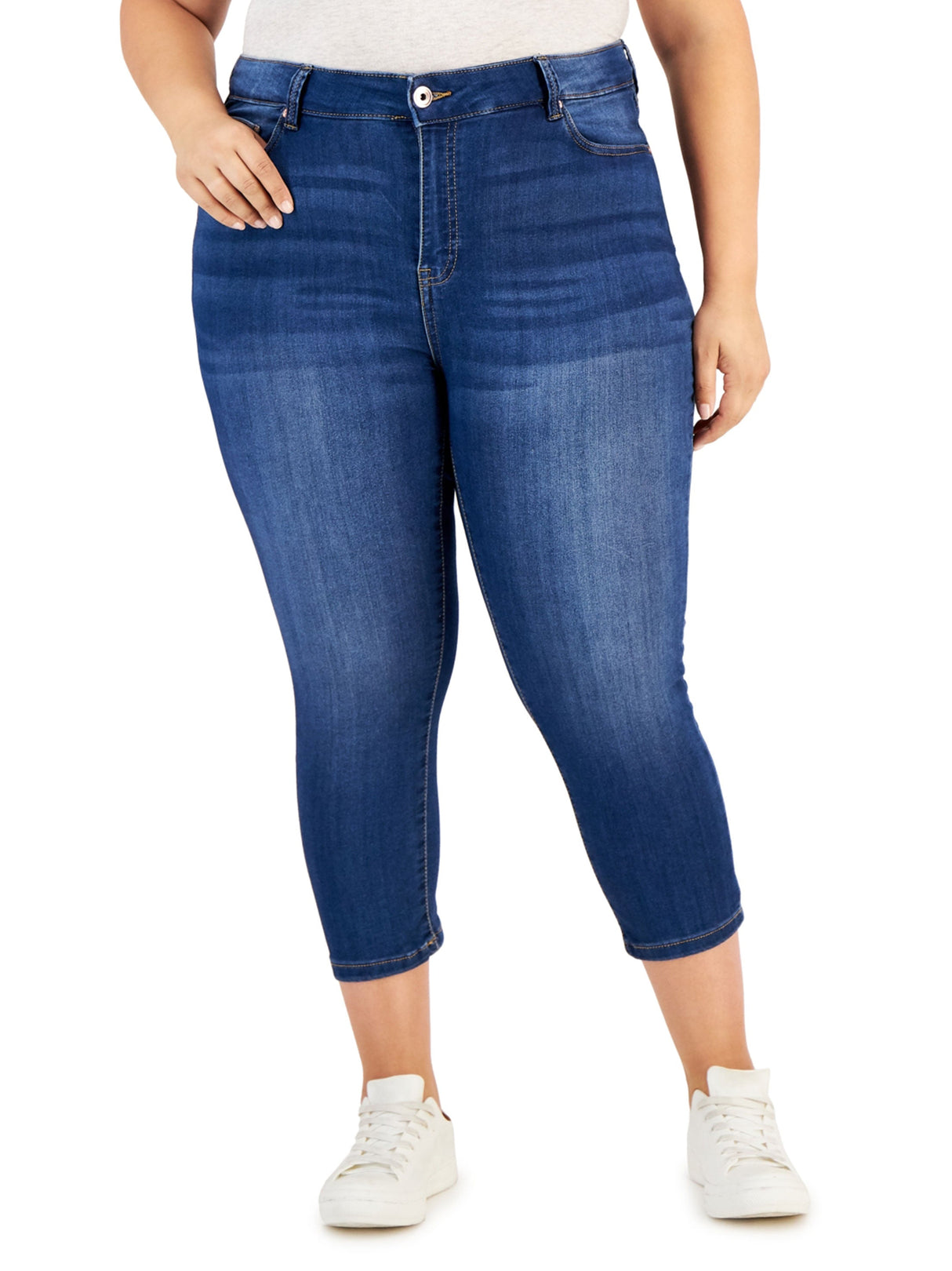 Women's Washed Cropped Jeans,Blue