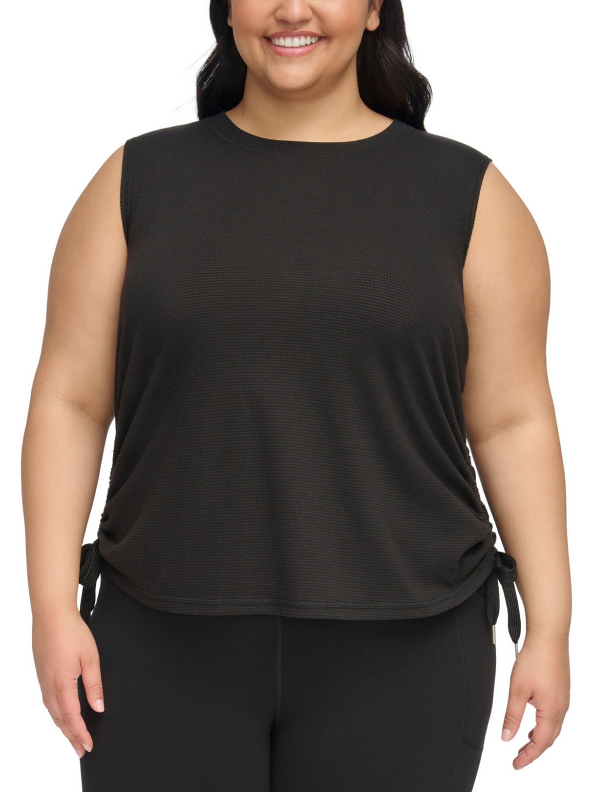 Women's Knit Shirred Top,Black