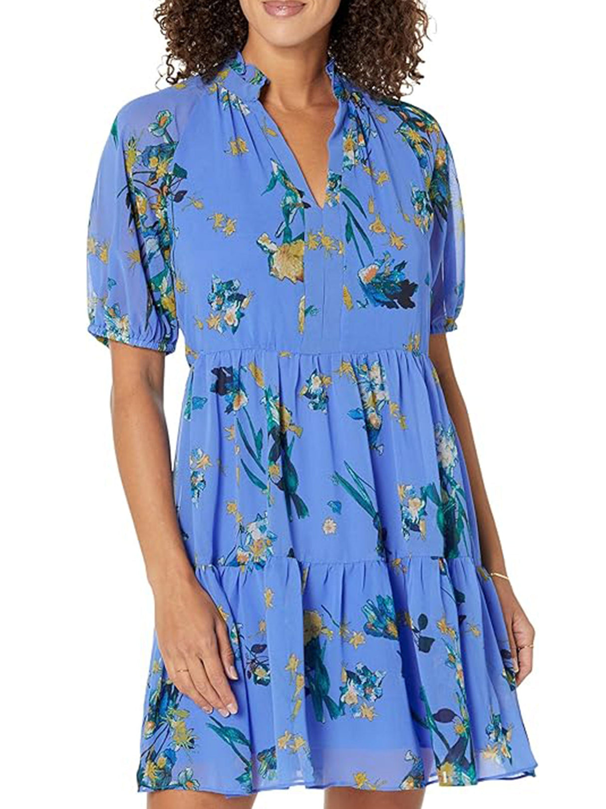 Women's Printed Tiered Dress,Blue
