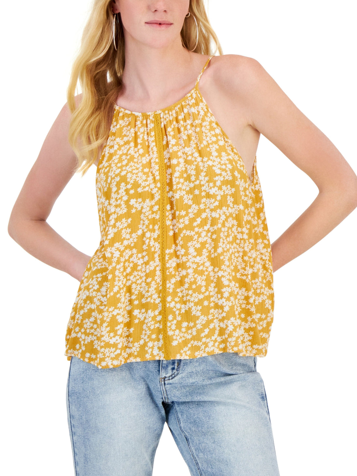 Women's Printed Tank Top,Yellow