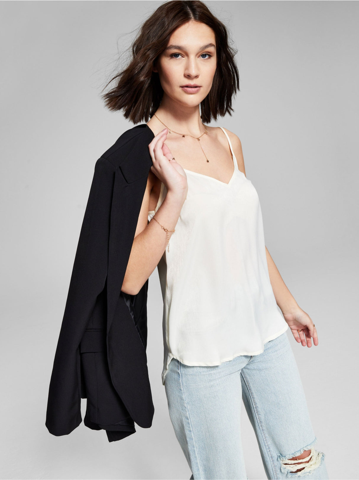 Women's Plain Satin Camisole,Cream