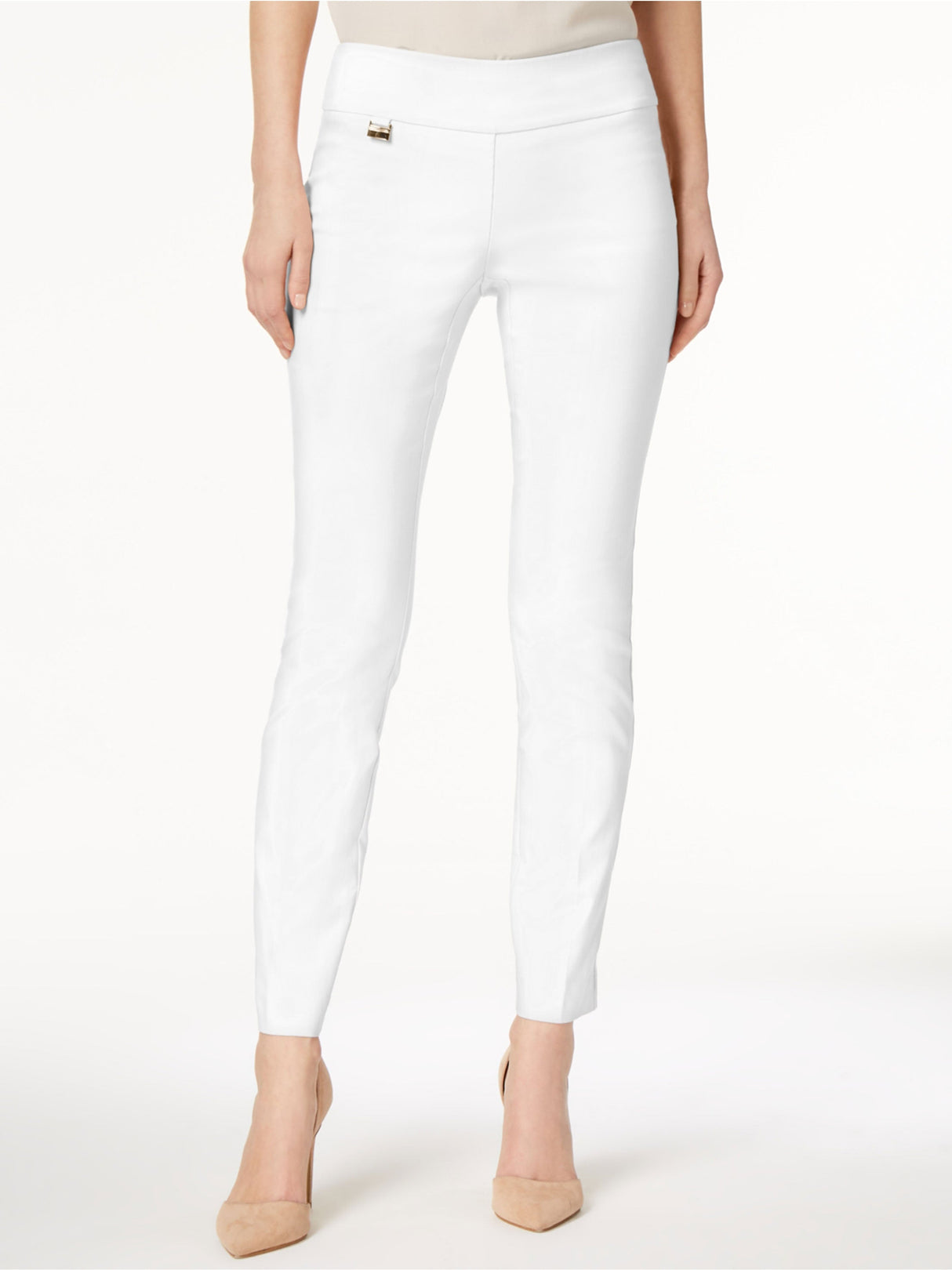 Women's Plain Pull On Pants,White