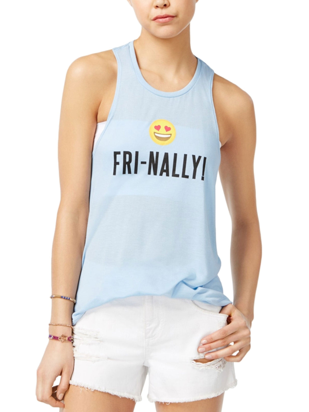 Women's Graphic Printed Tank Top,Light Blue