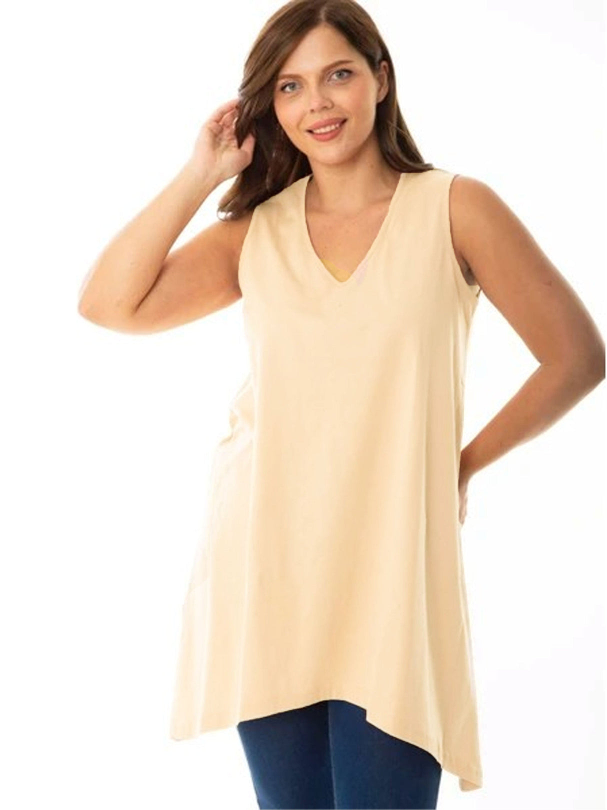 Women's Plain Top,Light Beige