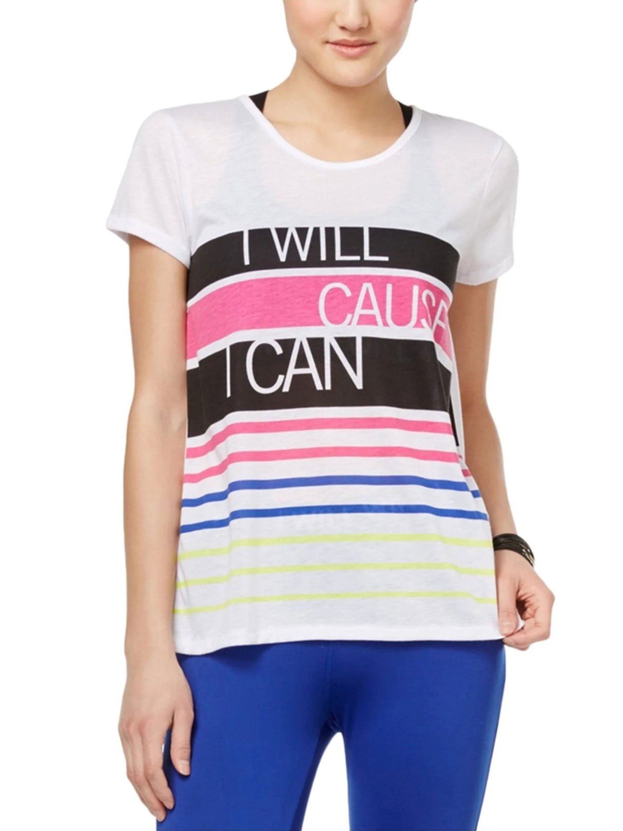 Women's Printed Striped T-Shirt,White