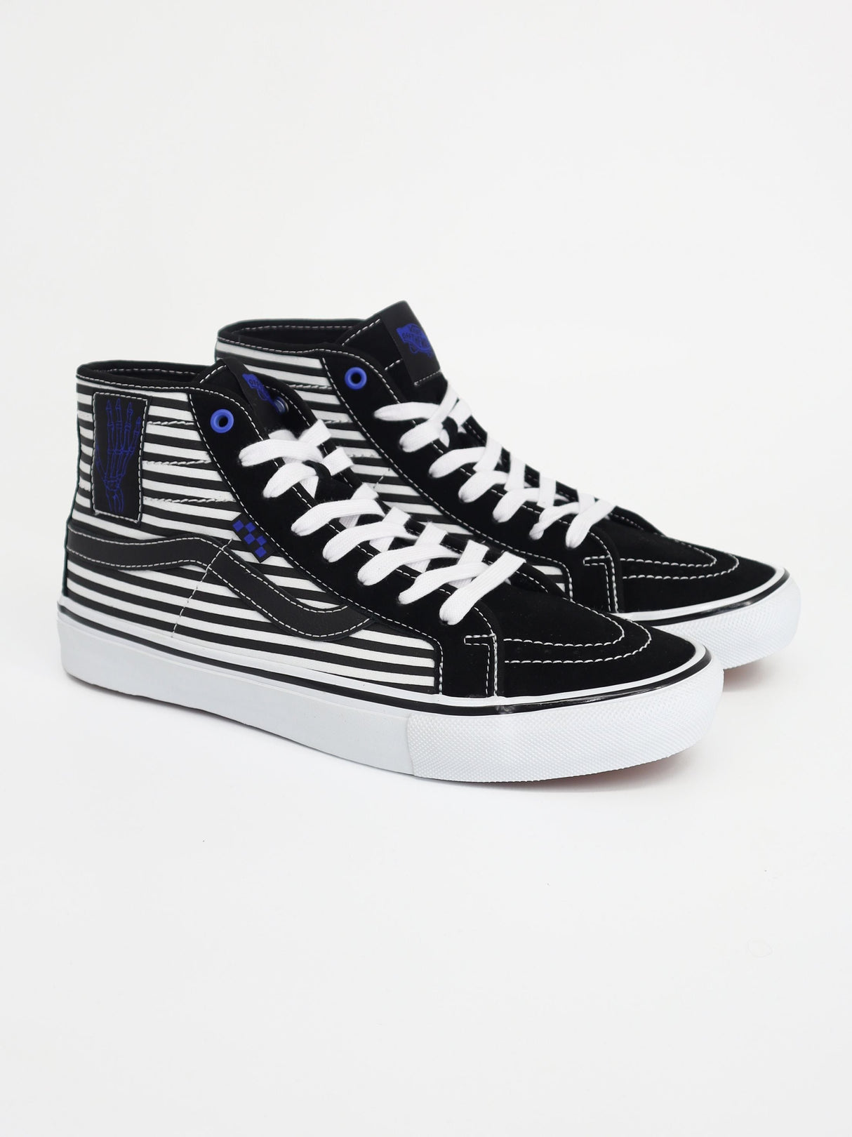 Men's Striped High Sneakers,Black/White