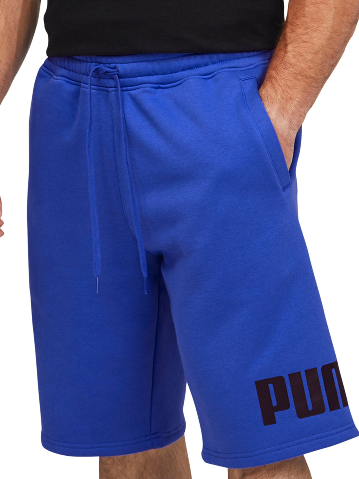 Men's Brand Logo Printed Fleece Shorts,Blue