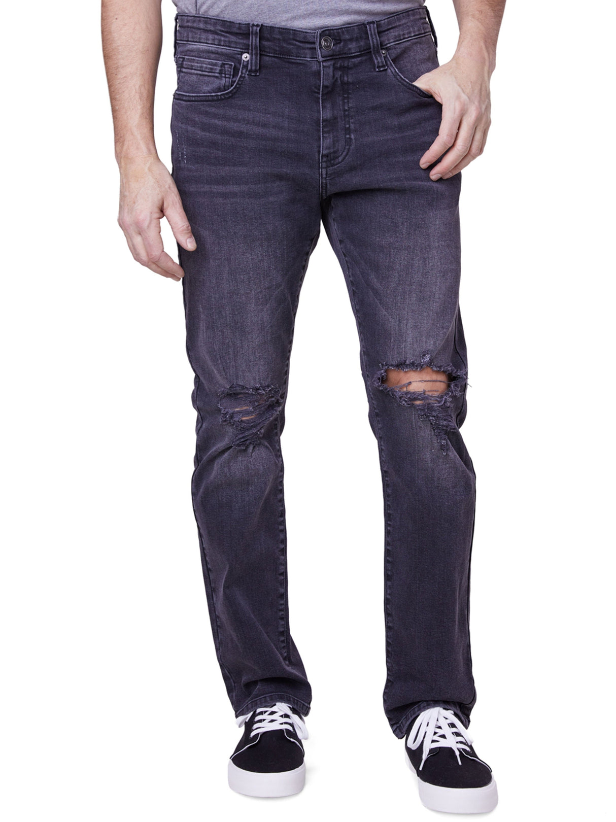 Men's Ripped Washed Jeans,Dark Grey