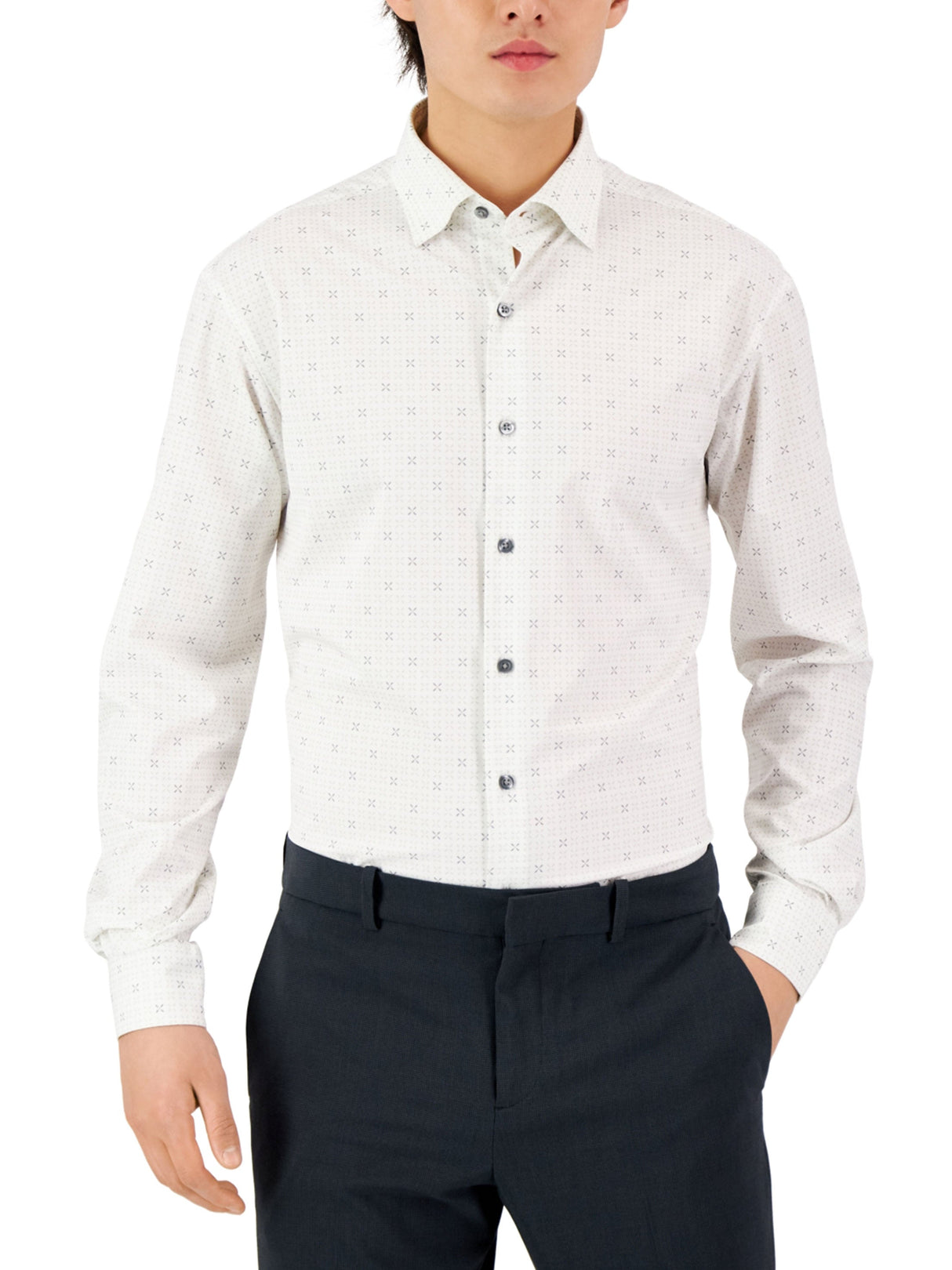Men's Geo Printed Buttons Down Shirt,White