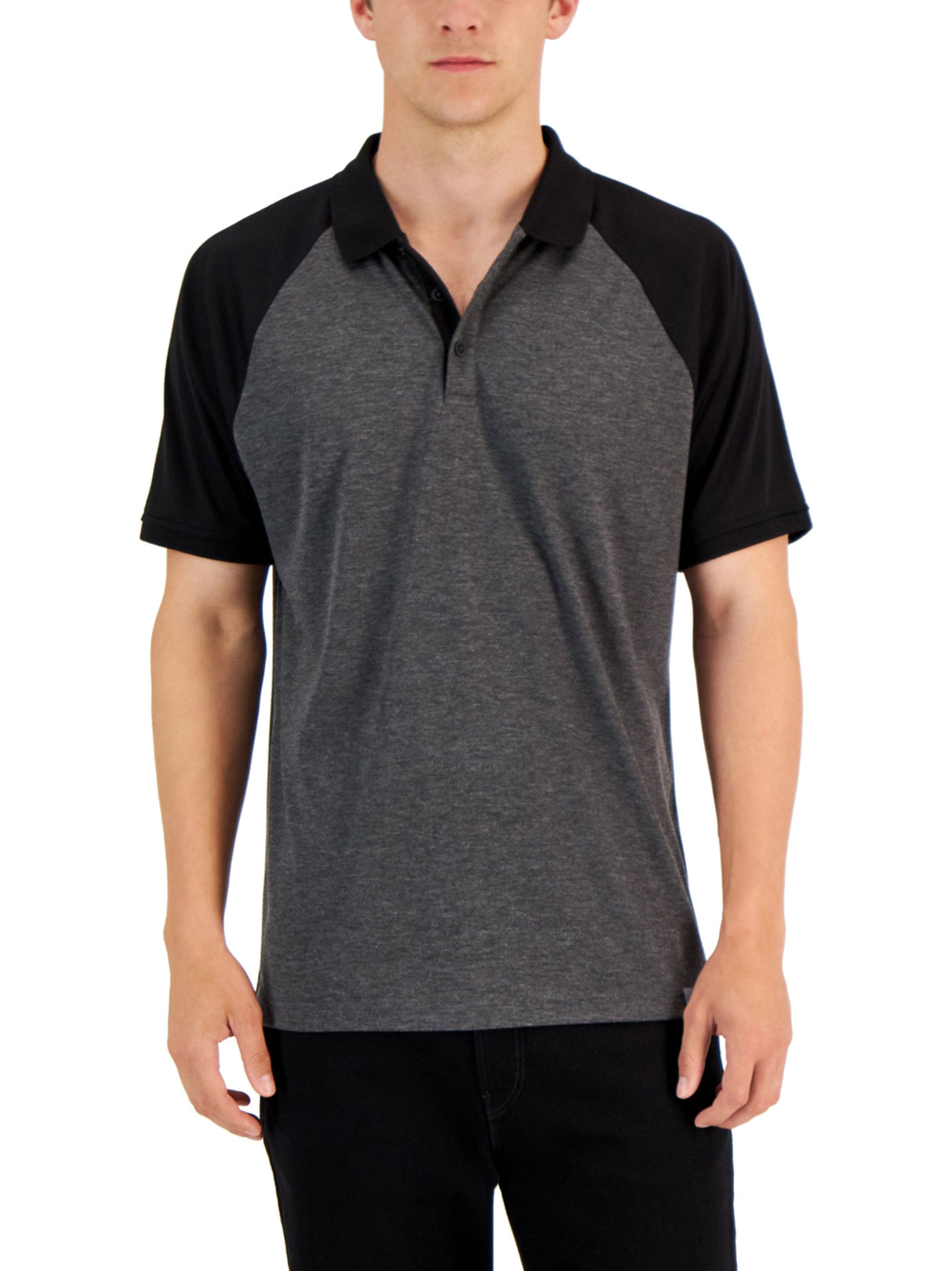 Men's Colorblocked Polo T-Shirt,Dark Grey/Black