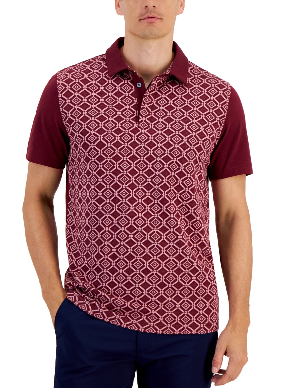 Men's Printed Polo T-Shirt,Burgundy