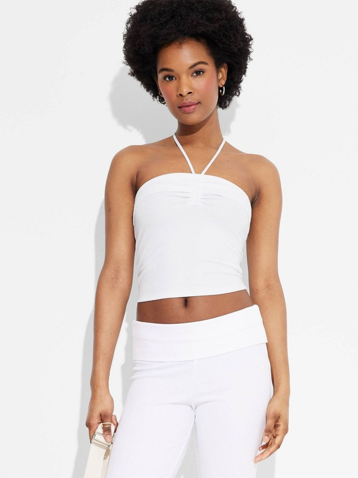 Women's Ribbed Tube Top,White