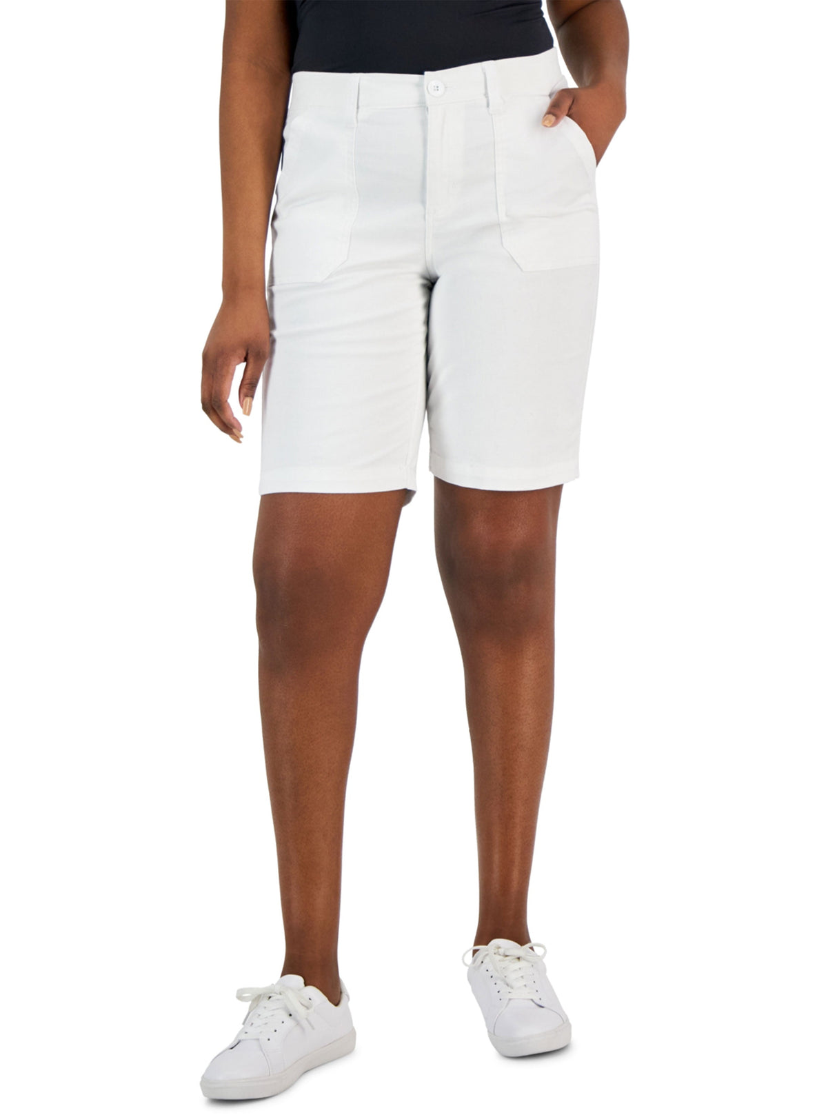 Women's Plain Woven Shorts,White