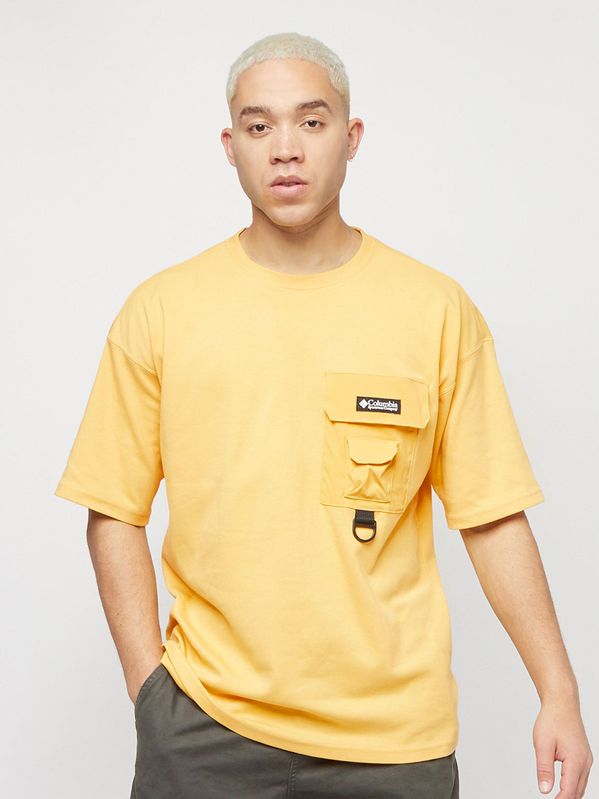 Men's Brand Logo Patched T-Shirt,Yellow