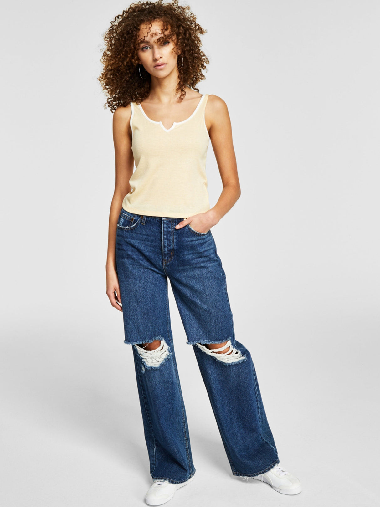 Women's Ribbed Tank Top,Yellow