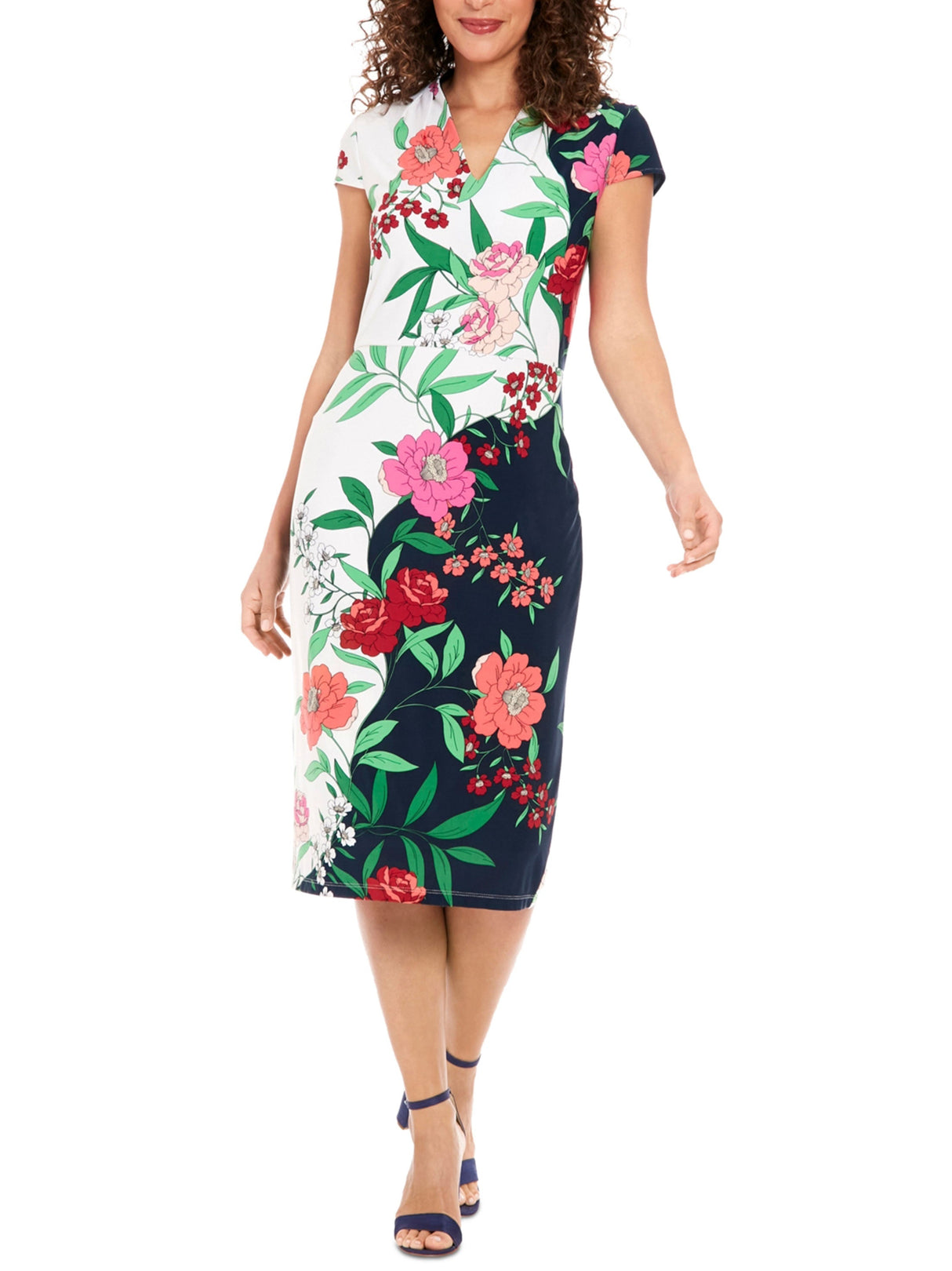 Women's Floral Printed Sheath Dress,Multi