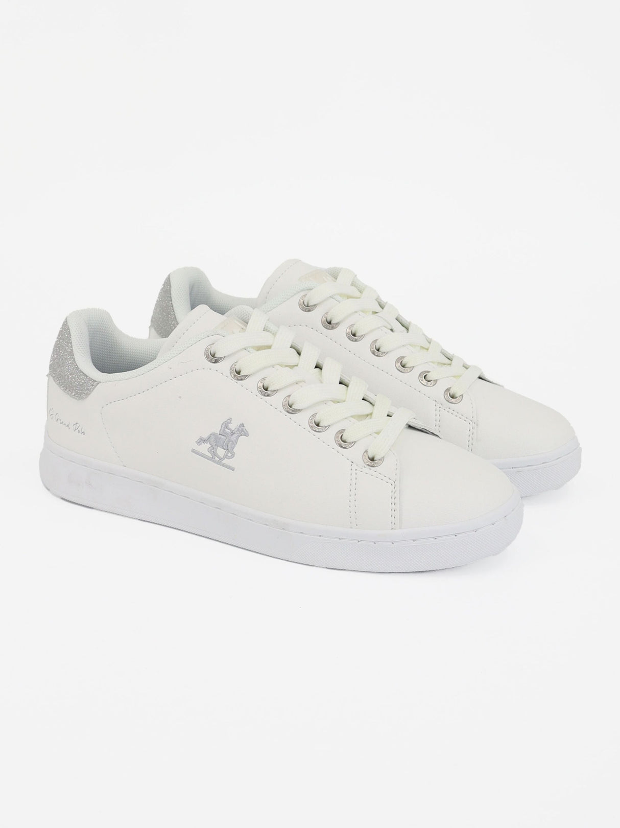Women's Brand Logo Embroidered Casual Shoes,White