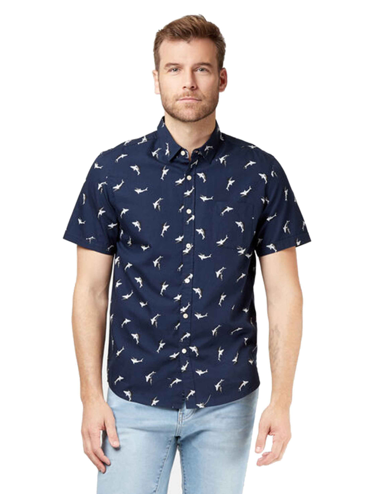 Men's Printed Button's Down Shirt,Navy