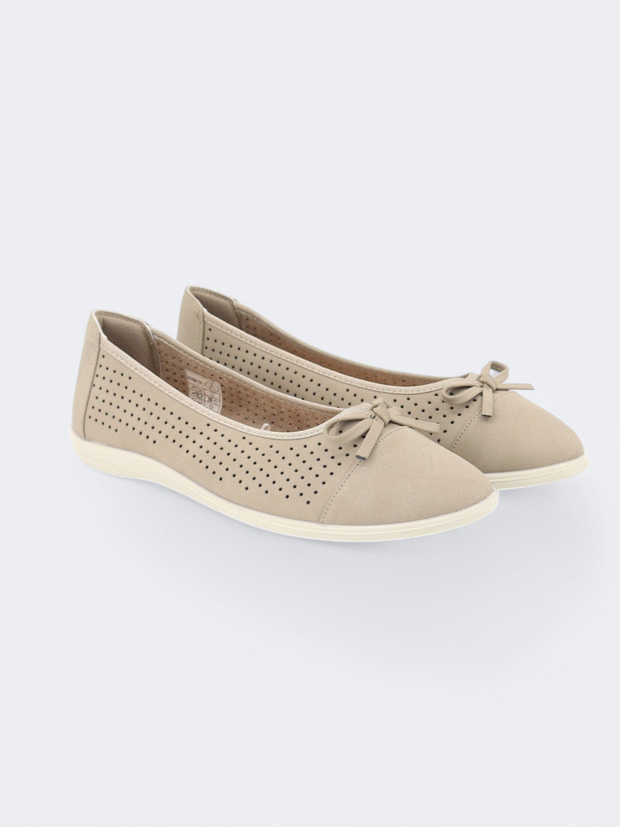 Women's Textured Ballerinas,Beige
