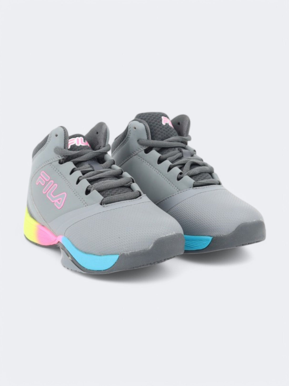 Kids Girl's Brand Logo Printed Basketball Shoes,Grey