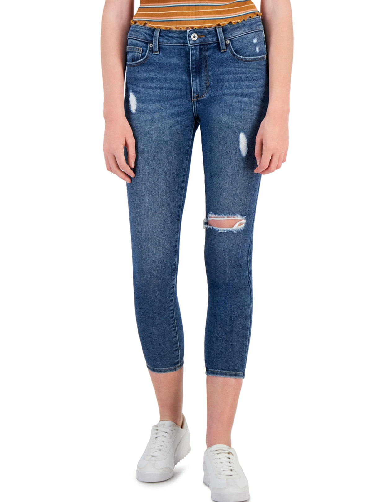 Women's Ripped Cropped Ankle Jeans,Blue