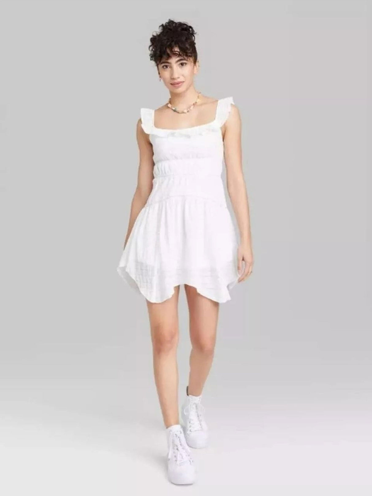 Women's Textured Dress,White