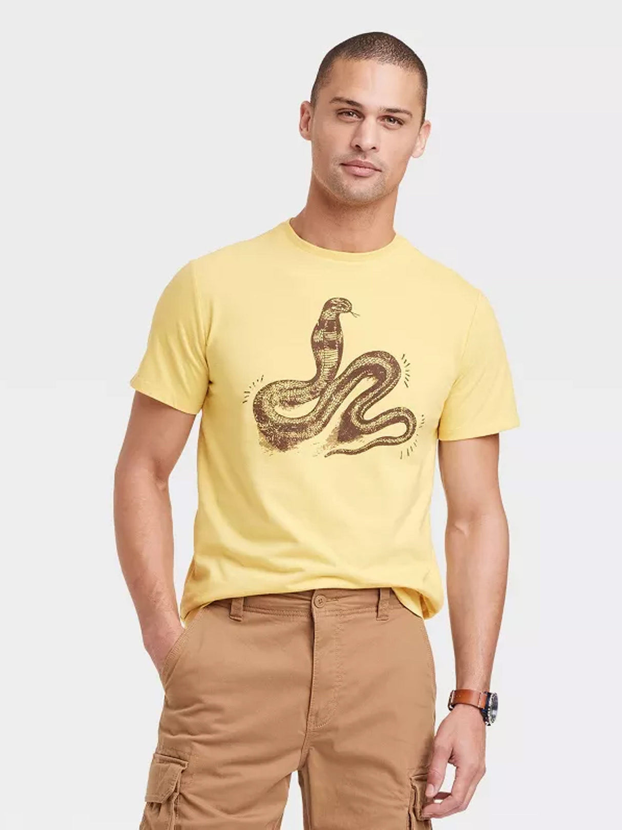Men's Graphic Printed T-Shirt,Yellow