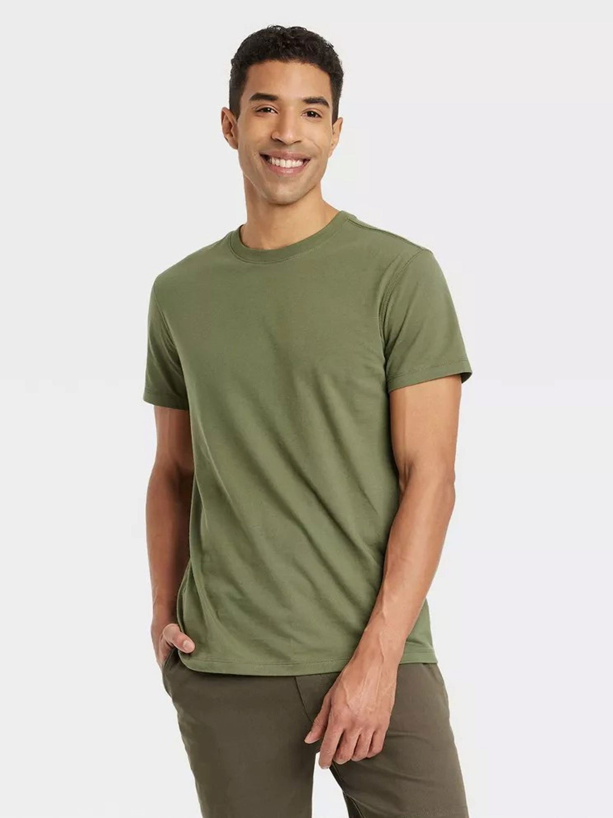 Men's Plain T-Shirt,Olive