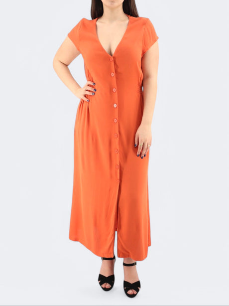 Image for Women's Buttons Down Dress,Orange