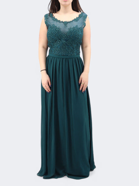 Image for Women's Beads Embroidered Dress,Dark Green