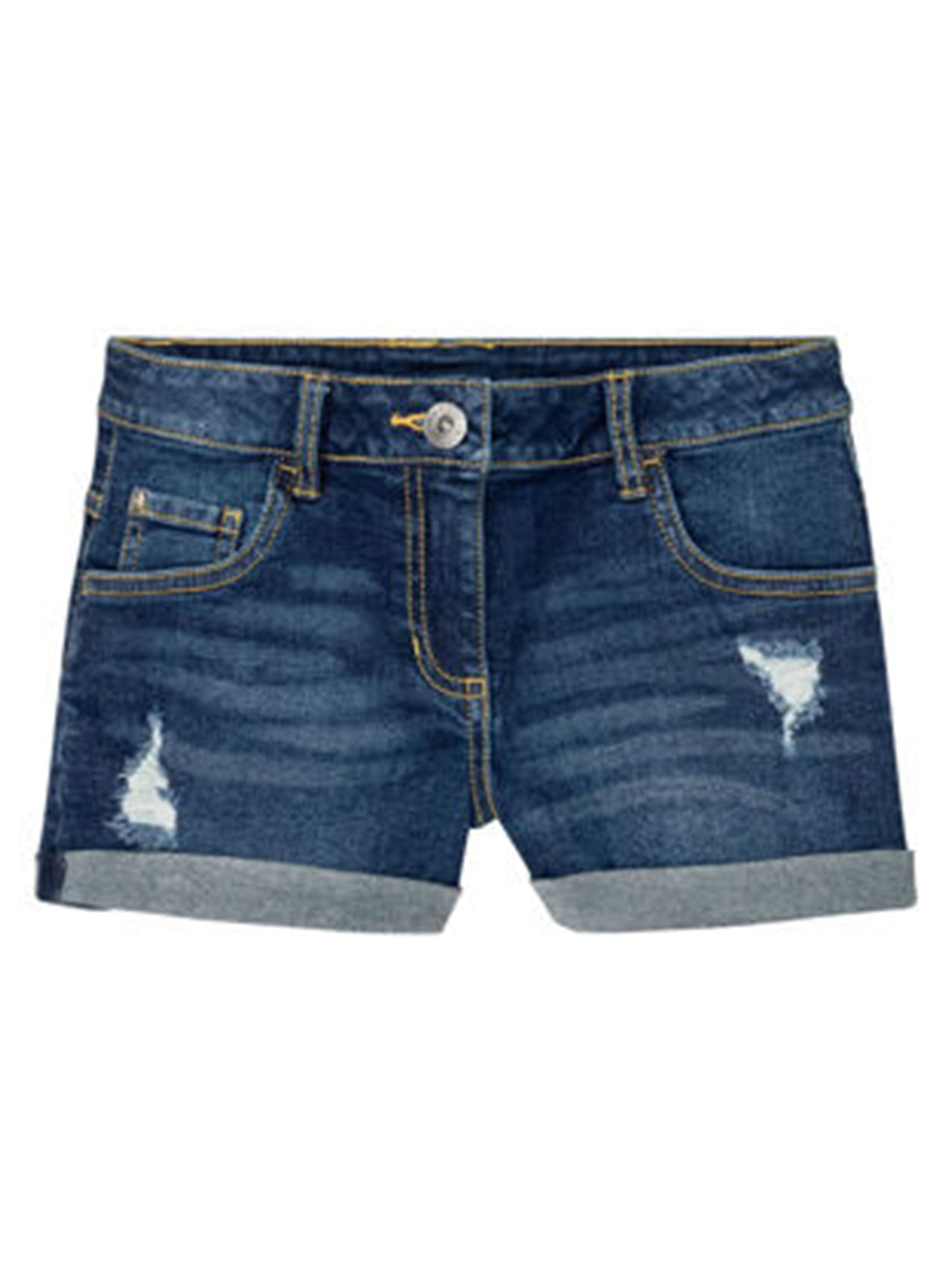Kids Girl's Ripped Washed Denim Shorts,Blue
