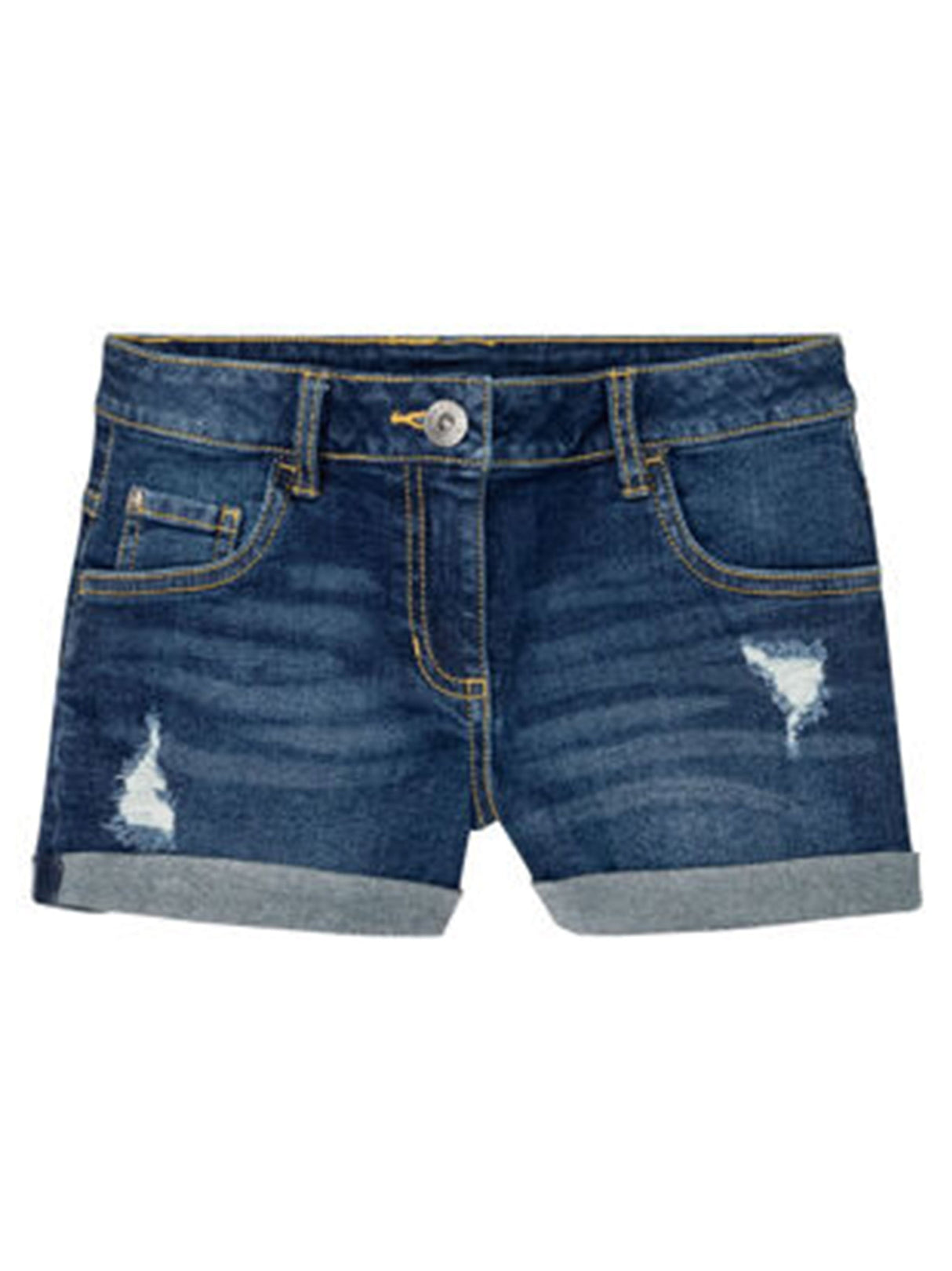 Kids Girl's Ripped Washed Denim Shorts,Blue